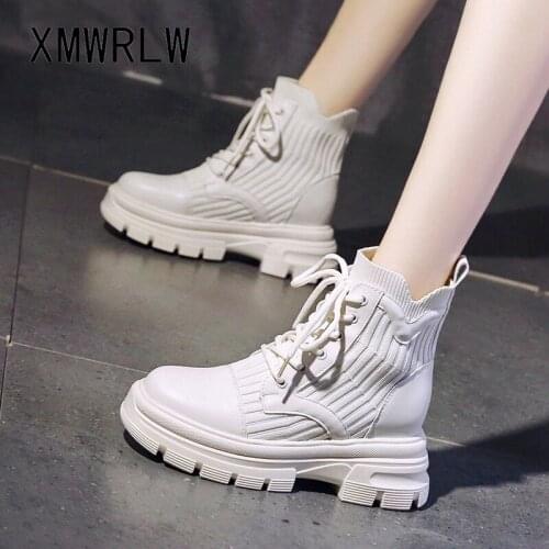 XMWRLW Knitting Wool Ankle Boots For Women High Heels Shoes 2020 Winter Plush Warm Ladies Casual Ankle Boots Women Winter Shoes
