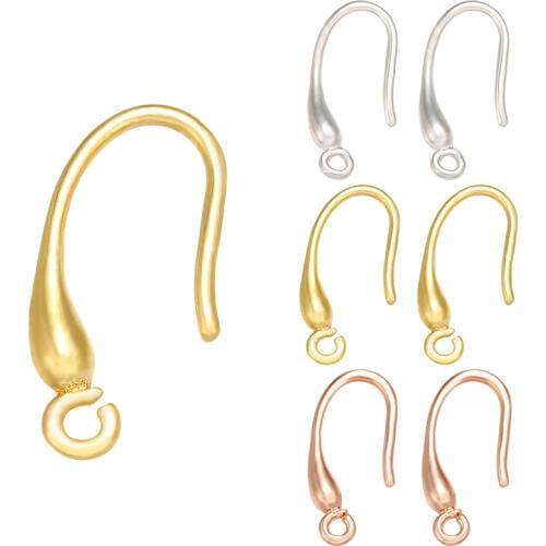 ZHUKOU two pair 8x19mm brass gold/silver color ear hooks for DIY handmade womens earrings jewelry accessories model: VE107