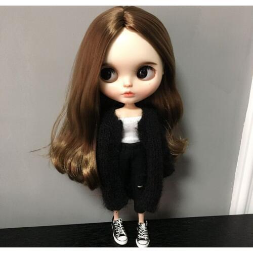 B239 Blyth Doll bjd clothes 30cm 1/6 dolls Azone Accessories handmade Loose version of the long type black Color sweater 1pcs