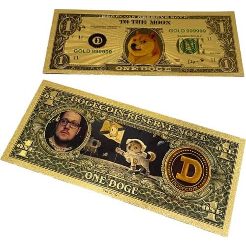 1 PC Beautiful Lovely Wow Gold Plated Dogecoin Gold Banknote Cute Dogcoin Pattern Dog Souvenir