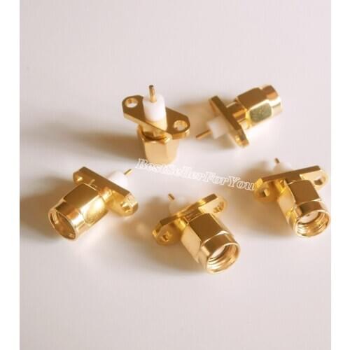 1Pcs RP-SMA Connector Male Plug Center 2 Hole Flange Deck Mount Solder RF Connector