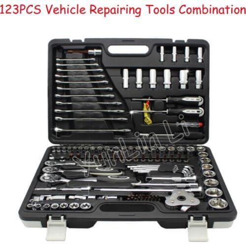 123PCS/Set Automobile Maintenance Toolbox Multi-function Auto Repair Car Combination Wrench Suit Hand Tools Part 102123
