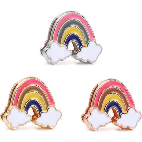 2Pcs/Lot European Style Fashion Brand Jewelry DIY Rainbow Beads fit 10mm Mesh Bracelet Wristband for Women Men Gift Making