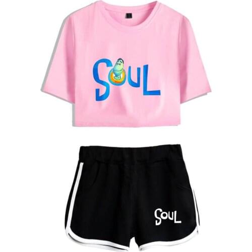 2021 Fashion SOUL Sexy Suit Cartoon Movie Joe Gardner Funny 2D Print Women Two Piece Set Shorts+lovely T-shirt Pants Sport suit