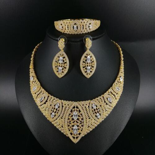 2021 new fashion luruxy crystal CZ zircon necklace earring bracelet ring jewelry set wedding bride banquet dressing jewelry set