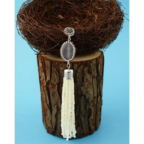 Elegant Lady 4 Colors Fashion Bohemian Stud Crystal Rhinestone Beads Tassel Pendant Drop Earring for Women Jewelry Accessory