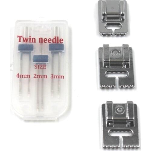 4Pcs/set Wrinkled 5/7/9 Grooves Sewing Presser Foot Sewing Machine 2/3/4mm Twin Needles Kit Embroidery Sewing Accessories Tool