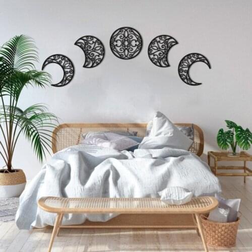 5pcs Moon Phase Wall Hanging Wooden Bedroom Wall Decor Above Bed DIY Headboard Ideas Above Bed Decor LBShipping