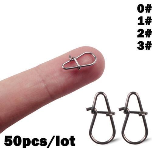 50Pcs/Lot Stainless Steel Hook Fast Clip Lock Snap Swivel Fishing Solid Rings Safety Snaps Fishing Hook Connector Fishing Tackle