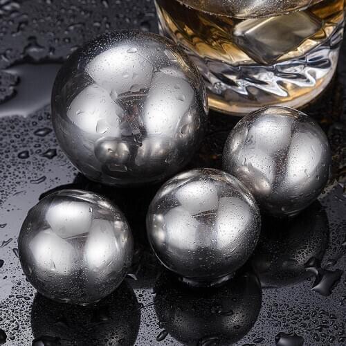 55MM Stainless Steel Round Ball Whiskey Cube Vodka Stone Ice Cubes With Plastic Case Tongs Drinks Cooler Beer