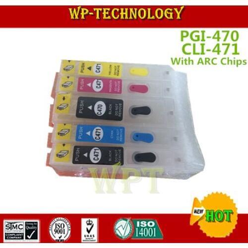 5PK Empty Refillable Ink cartridge suit for PGI-470 CLI-471 ,suit for Canon PIXMA MG5740 MG6840 MG7740 . with ARC Chips