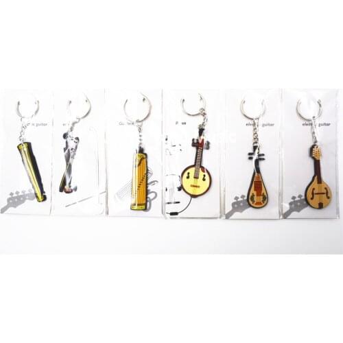 6pcs Niko Rubber Classical Chinese Nation Musical Instrument Ruan/Guzheng/Pipa/Guqin&Mandolin Keychain Key Ring