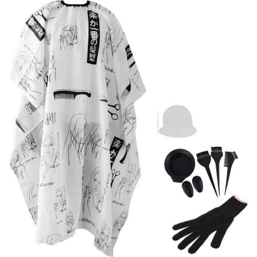 8Pcs Stylist Hair Dye Comb Brush Mixing Bowl Tint Cap Styling Cape Glove Set