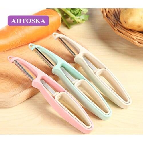 AHTOSKA Vegetable And Fruit Peeler Potato Peeler Stainless Steel Vegetable Tools Made By Eco-Friendly Wheat Straw