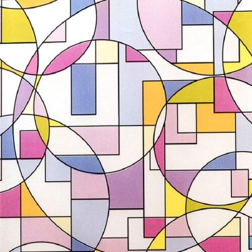 Static Cling Window Film Square And Circle Pattern Privacy Protection Frosted Opaque Removable Tint-Film For Home Office Decor