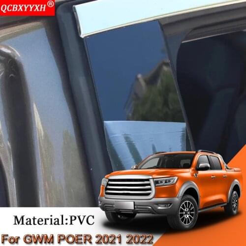 Car Styling PVC Car Window Pillar Trim Sticker Middle BC Column Stickers External Accessories For Great Wall GWM POER 2021 2022
