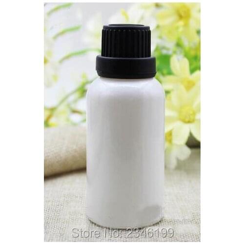 10G 10ML 20G 20ML White Glass Bottle with Black Plastic Screw Cap, Essential Oil Dropper Bottle, 40pcs/lot