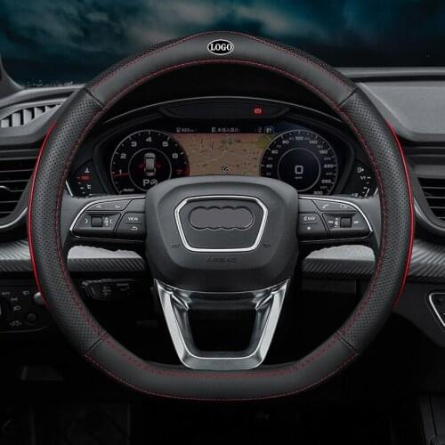 No Smell Thin Car Genuine Leather Steering Wheel Covers for Audi A1 A3 A4 A5 A6 A7 A8 Q2 Q3 Q5 Q7 Q8 2019 2020 Accessories