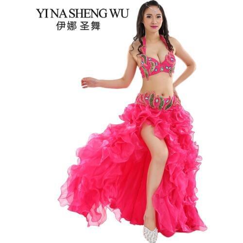 Professional Orient Dancewear Belly Dance Performance Beaded Bra B/C Cup Wave Skirt Egypt Women Belly Dance Costumes 2pcs/3pcs