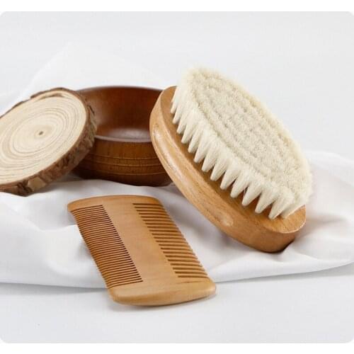 Baby Wooden Brush Newborn Natural Wool Comb Hair Brush Infant Head Massager