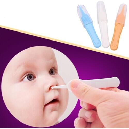 Baby Care Ear Nose Navel Cleaning Tweezers Safety Forceps Plastic Cleaner Clip 85WA