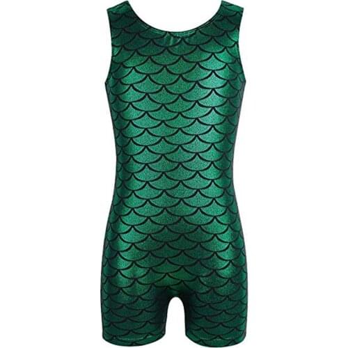 Speerise Child Tank Fish Scale Unitard for Kids Spandex Girls Dance Bodysuit Gymnastics Shorty Unitard boys Rompers