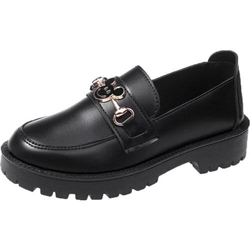 Disney Mickey 2021 new girl casual shoes college style retro soft leather thick-soled loafers fashion small leather shoes