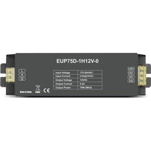 EUP75D-1H12V-0 Constant Voltage DALI Dimmer Decoder Series , 120-240VAC 6.2A *1 channel 75W DALI LED Controller