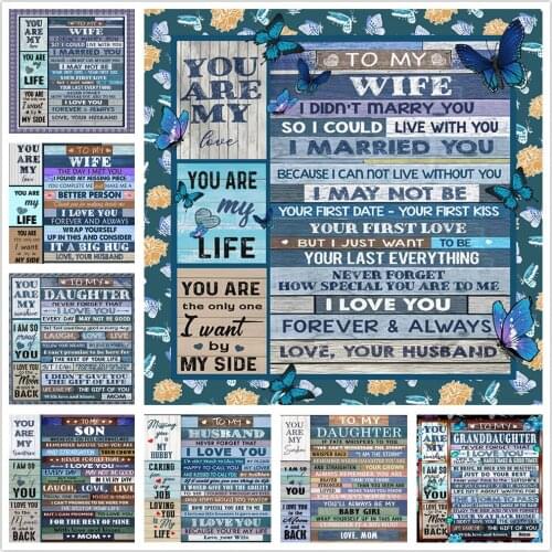 Fleece Double Thicken Warm Blankets To My Wife Daughter Son Letter 3D Printed Blanket For Family Friends On Bed Sherpa Best Gift