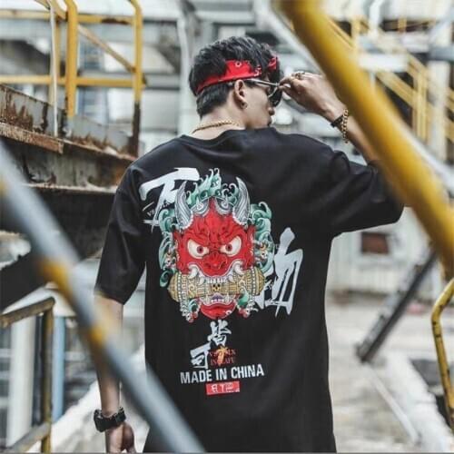 5XL Cotton Devil T Shirt Men Japan Punk T-shirt Fashion Harajuku Oversized Tshirt Streetwear Half Sleeve Summer Chinese T Shirt