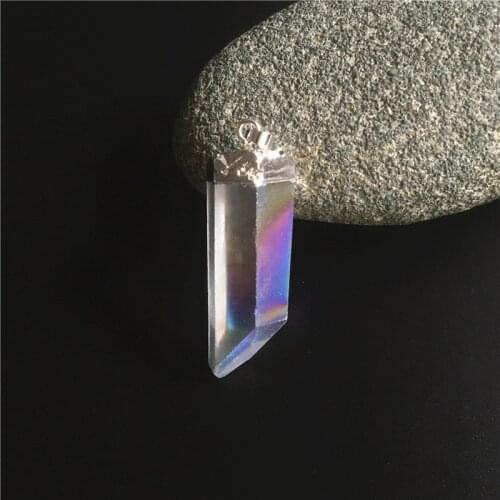 FUWO Natural Aura Clear Quartz Point Pendant High Quality Semi-precious Stone Silver Electroplated Jewelry Wholesale PD366