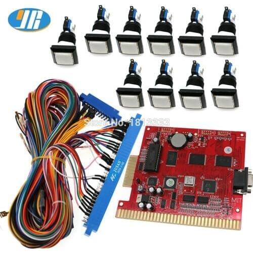 Casino Multigame 7X game pcb Red board Slot Game Board 7 in 1 poker games 36+10 pin wires 10pcs led Button Gambling Machine