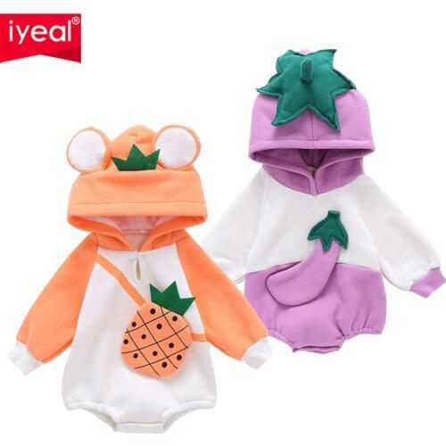 IYEAL New Spring Autumn Baby Rompers Cute Hooded Cartoon Pattern Infant Girl Boy Jumpers Kid Body Baby Outfits Clothes for 6-18M
