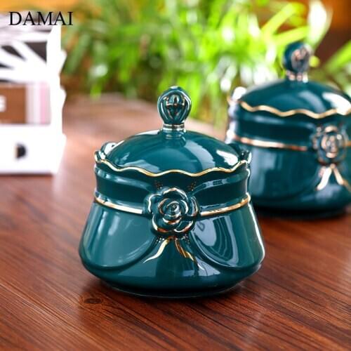 Flower Ceramic Tea Storage Jars European Porcelain Sealed Teas Organizer Relief Craft Candy Pot Home Kitchen Cooking Accessories