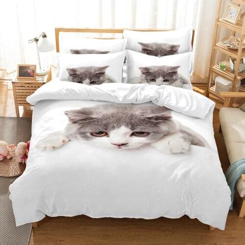 Cute Cat Bedding Sets Animal Duvet Cover Bed Linen Bedclothes Queen Size Luxury Linen Bedding Room For Kids Bedding Gifts