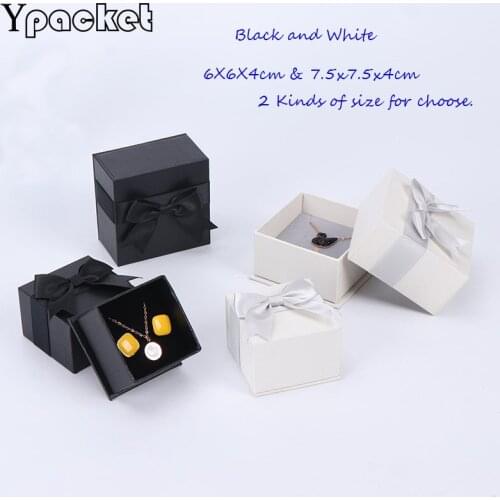 High Quality Black Square Jewelry Organizer Boxes Engagement Display Case For Ring Pendant Necklace Gift Storage Ribbon Boxes