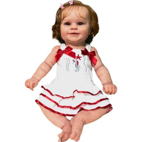 23inch Reborn Girl Doll Maddie Figure Interaction Toy Soft Silicone Simulation Doll that Looks Real w/ Curly Rooted Hair