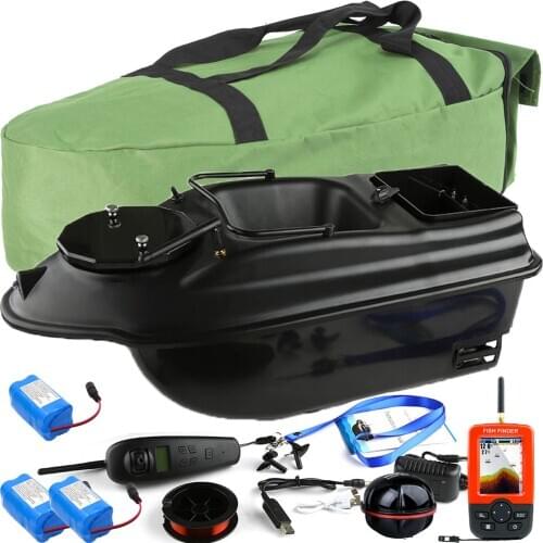 VERY100 500M GPS Wireless Remote Control Fishing Bait Boat 2 Hoppers,LCD Display GPS Fishfinder,Spare Batteries,Triangle Handbag