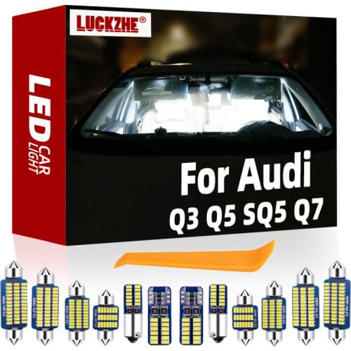 LUCKZHE For Audi Q3 8U Q5 8R SQ5 Q7 4L LED Interior Dome Map Trunk Glove Box Vanity Mirror Door Light Kit Canbus Car Lighting