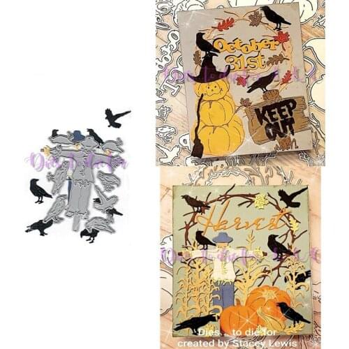 Scarecrow and Crow Metal cutting dies cross stitch scrapbooking diesstencil Holiday card christmas new cutting dies for 2021