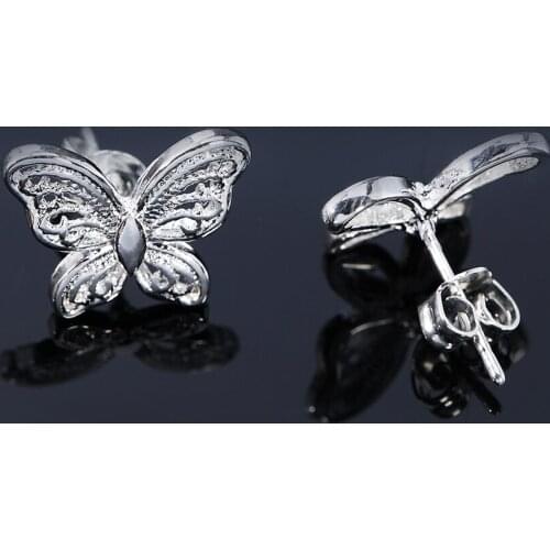 New hot 925 Sterling Silver butterfly Earrings studs for Women party wedding Popular brands Jewelry elegant Christmas Gifts