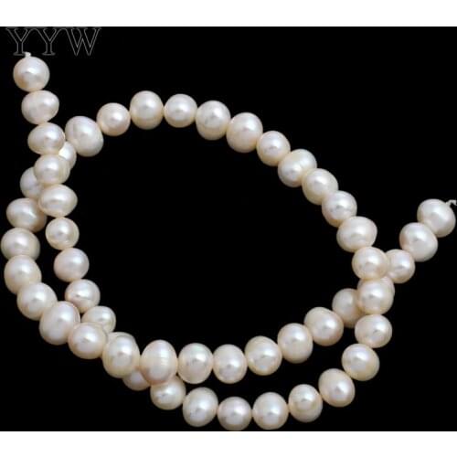 Wholesale Pearls Potato Freshwater Pearl Beads Natural White Grade Aa 8-9mm 0.8mm 15.5 Inch Jewelry Making DIY Necklace Bracelet