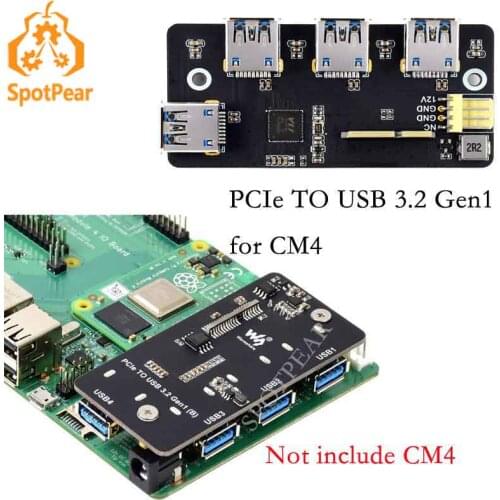 PCIe TO USB 3.2 Gen1 Adapter 4x HS USB for Raspberry Pi Compute Module 4 CM4 official IO Board