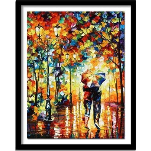 Full Diamond Embroidery rain Lovers Diy Diamond Painting Cross Stitch Full Round Diamond Pasted Crafts Needlework XC473
