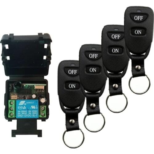 DC12V 24V 1CH 10A Remote Control Light Switch Relay Output Radio Receiver Module and Belt buckle Transmitter window/Garage Doors
