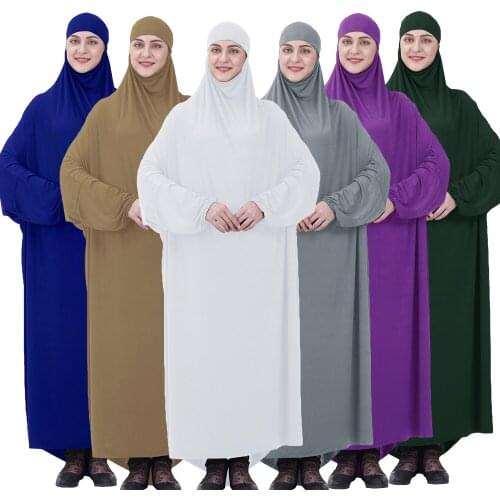 Ramadan One Piece Prayer Abaya Dress Jilbab Hijab Dresses Kaftan Hooded Robe Headcover Long Khimar Modest Islam Dubai Clothes