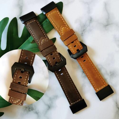 22 26mm leather strap Quick EasyFit for Garmin Fenix 5 5x 6x plus smart watch accessories bracelet band For Garmin Descent Mk1