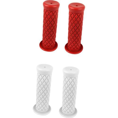 2 Pair 7/8" 22/24mm Motorcycle Left & Right Hand Handlebar Grips Red / White