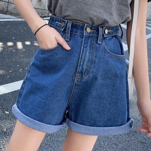 2021 Denim Shorts Women Elegant Shorts Female High Waist Wide Leg Cotton Summer Fahion Korean Style Casual Loose Ladies Clothes