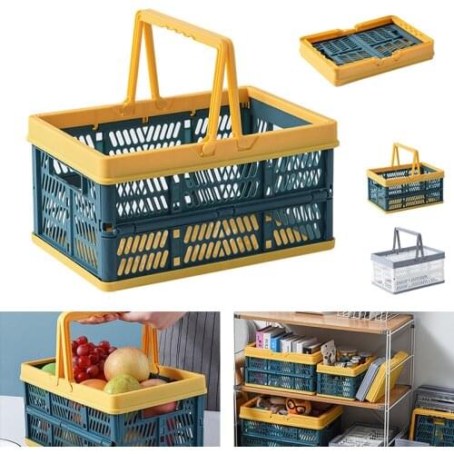 Foldable Picnic Basket Plastic Storage Basket Vegetable Fruit Box Food Clothes Baskets for Travel Camping Kitchen Organizer